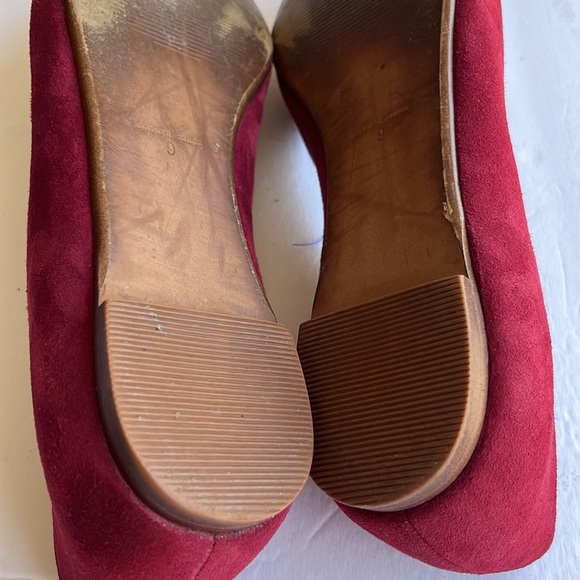 Madewell Bow Skimmer Burgundy Suede Pointy Toe Flats Size 9 - Picture 8 of 9